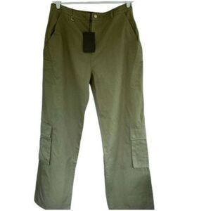 NWT JGR & STN Christina Relaxed High Rise Wide Leg Green Cargo Pants —‎ SZ 14/32